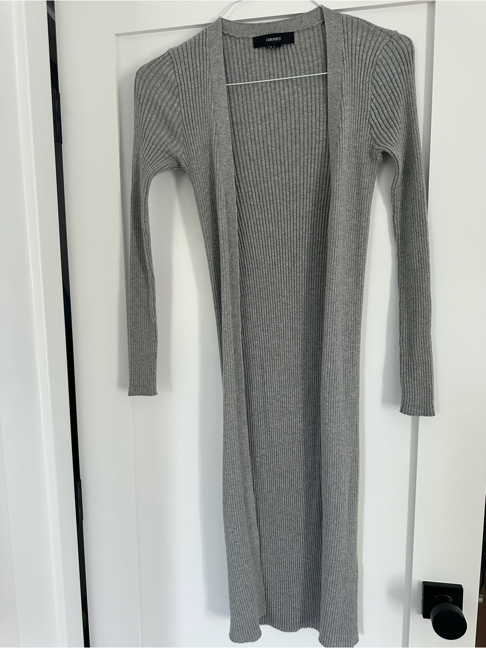 Forever 21 Gray Ribbed Maxi Cardigan Dress